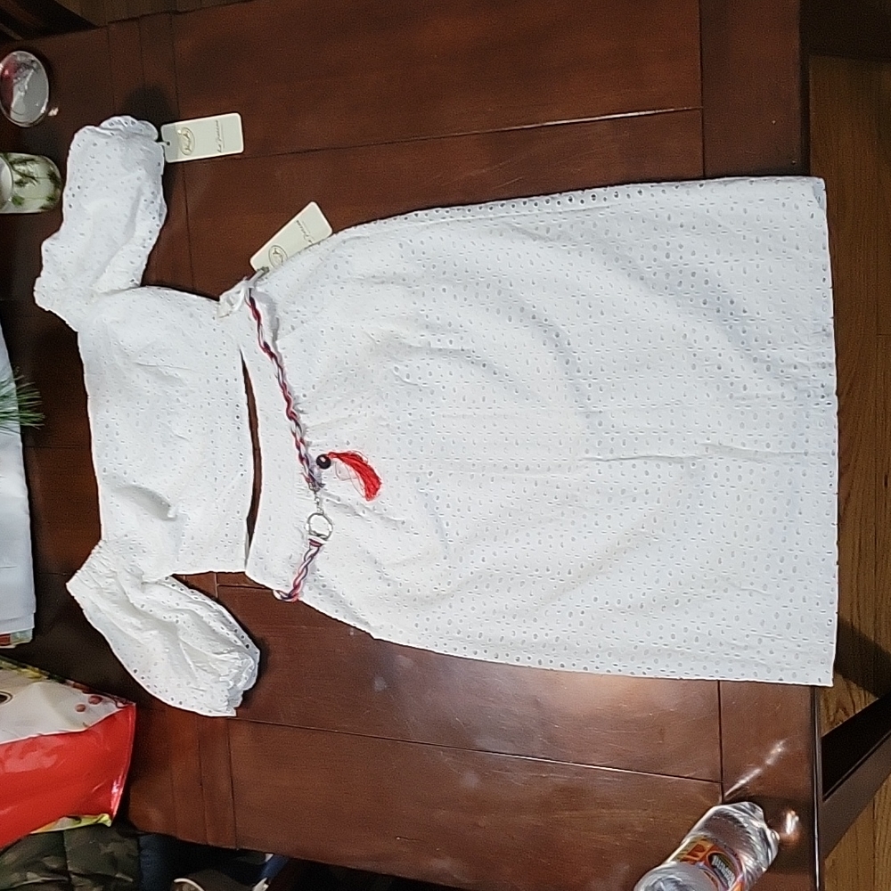 NWT White eyelet off the shoulder crop top and skirt set